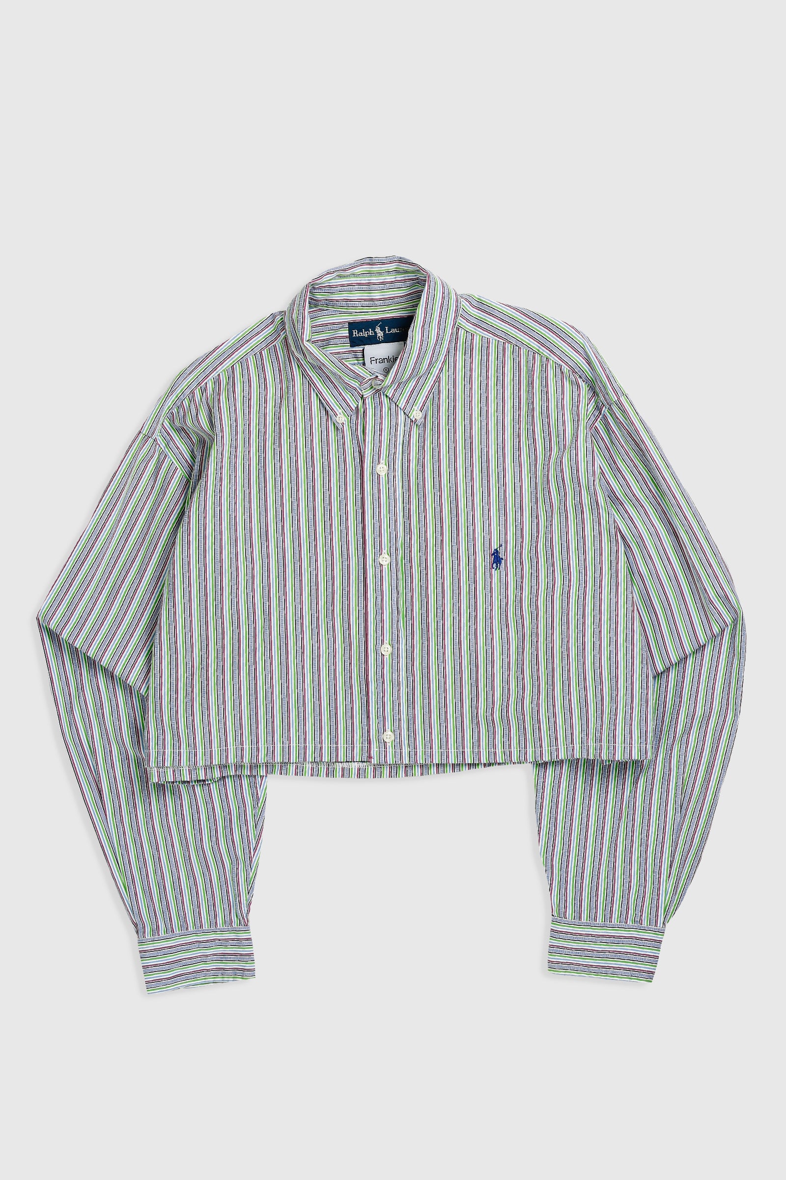 Rework Oxford Crop Shirt - XL-TOPS-vendor-unknown-Frankie Collective Rare Vintage Streetwear Reworks