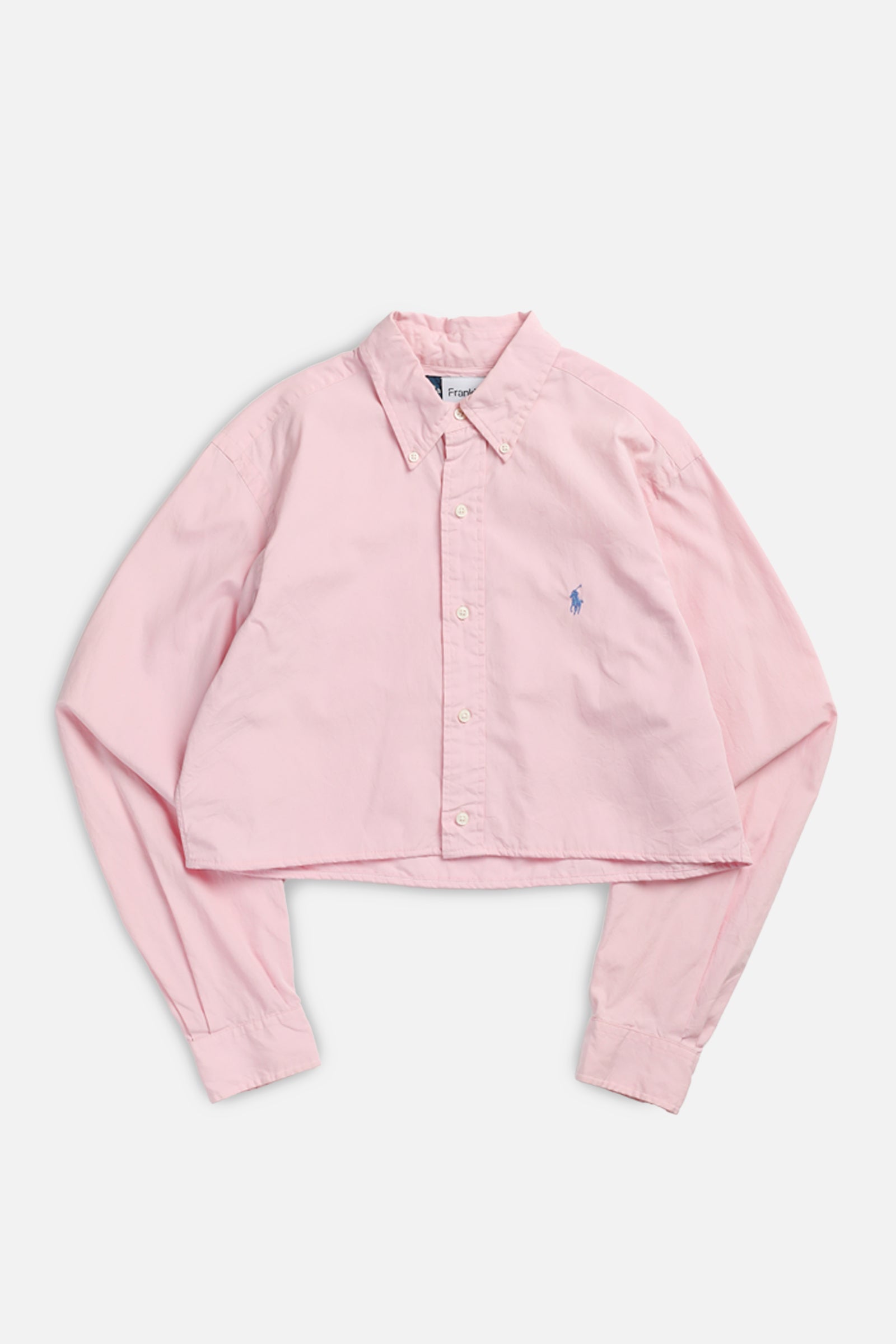 Rework Oxford Crop Shirt - XS-TOPS-vendor-unknown-XS-Frankie Collective Rare Vintage Streetwear Reworks