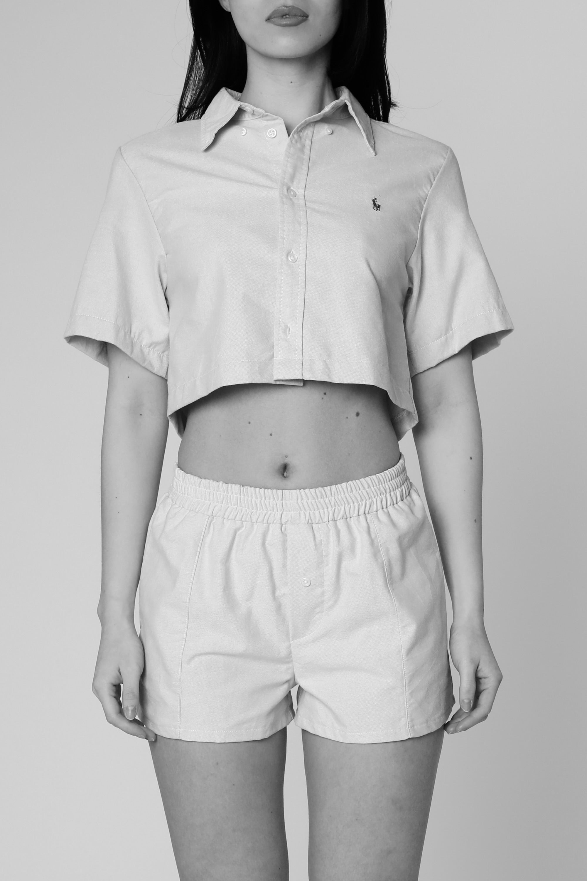 Rework Oxford Shorts Set - S-SETS-Polo-S-Frankie Collective Rare Vintage Streetwear Reworks