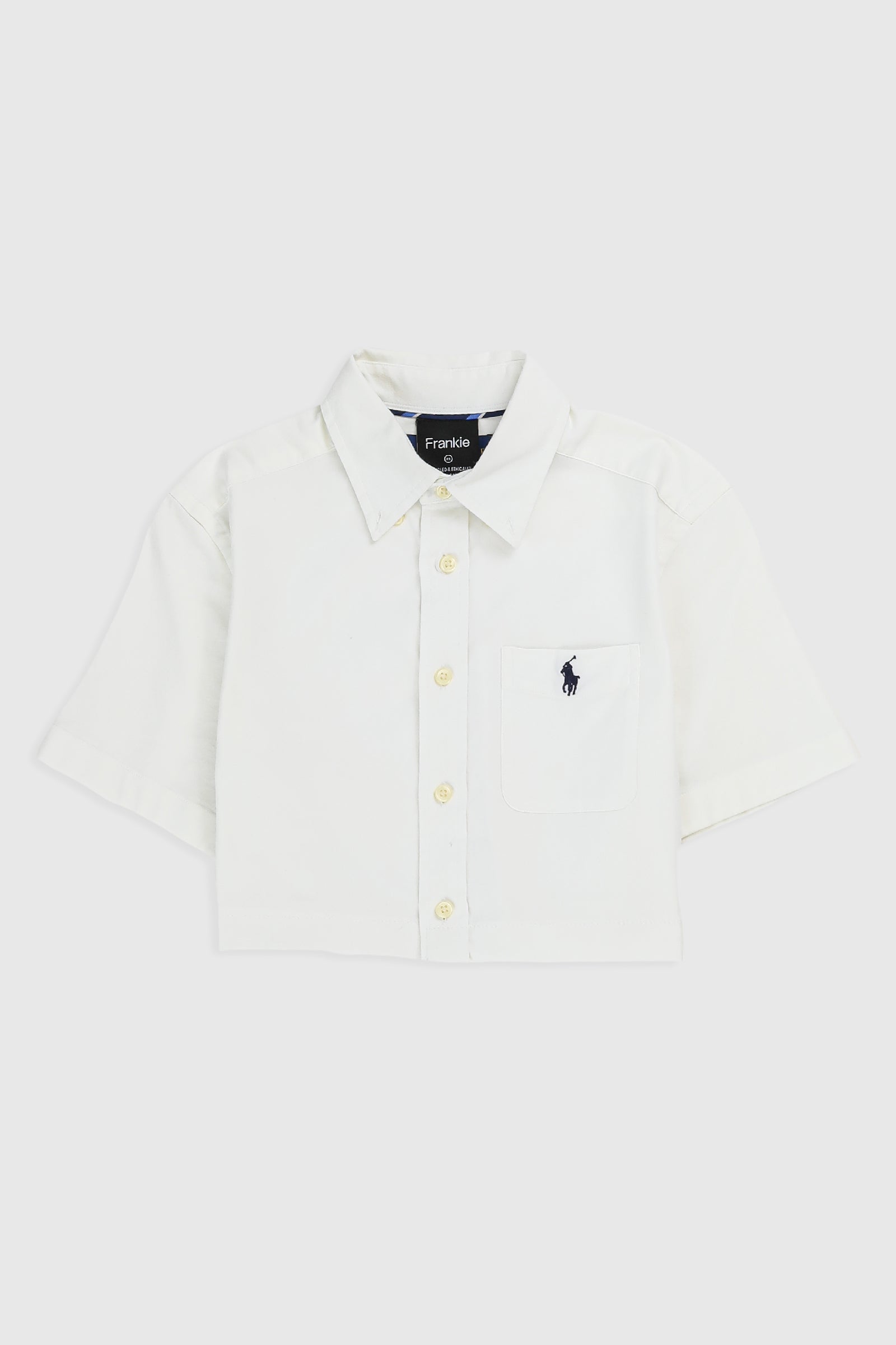 Rework Polo Oxford Crop Shirt - XS-TOPS-Polo-Frankie Collective