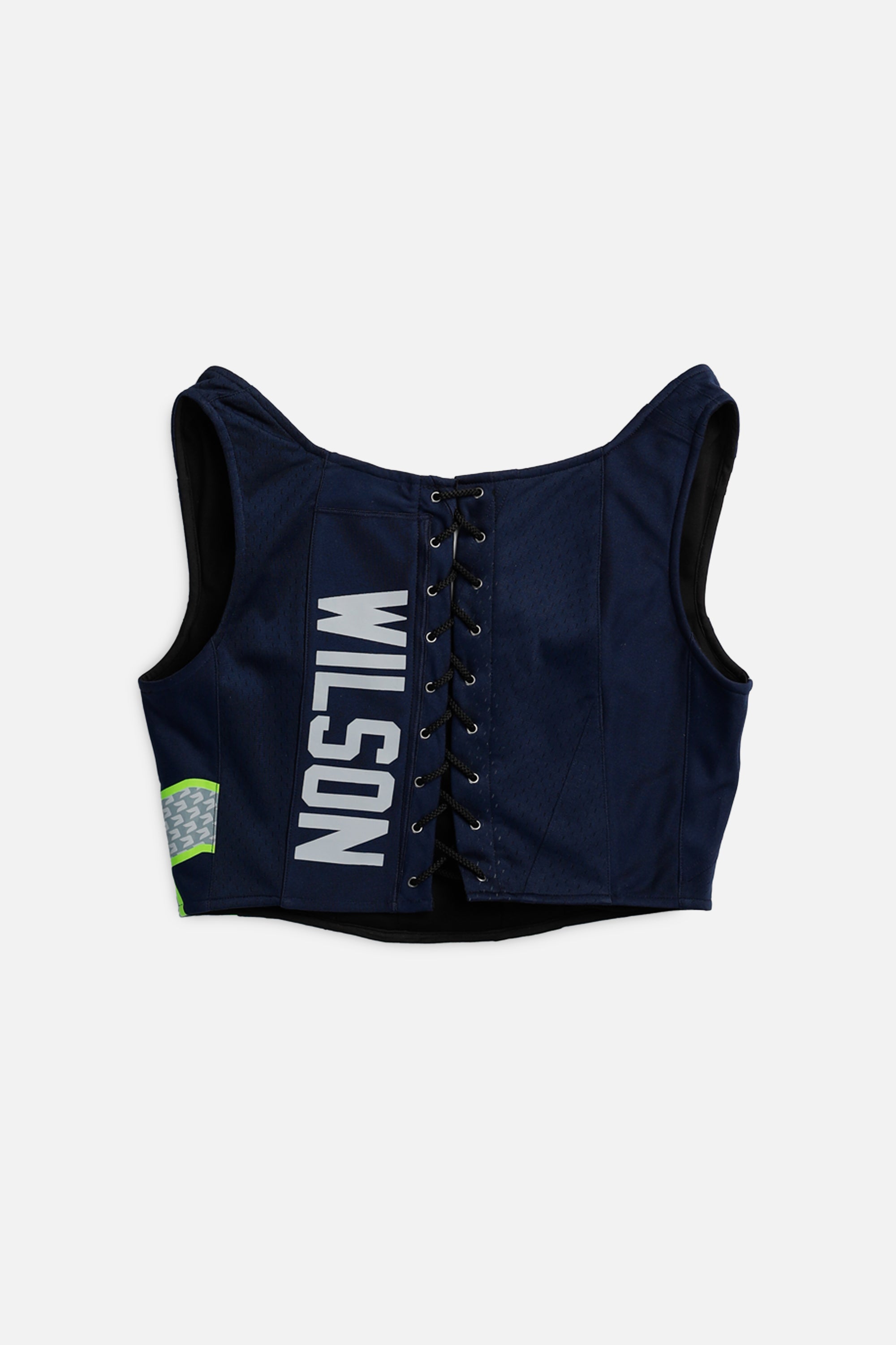 Rework Seattle Seahawks NFL Corset - L-TOPS-NFL-L-Frankie Collective Rare Vintage Streetwear Reworks
