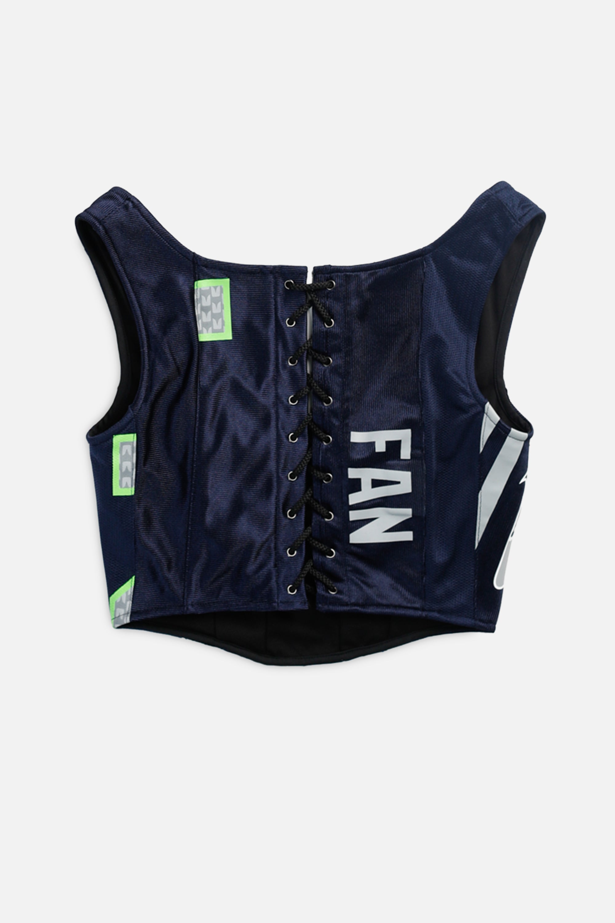 Rework Seattle Seahawks NFL Corset - XS-TOPS-NFL-XS-Frankie Collective Rare Vintage Streetwear Reworks