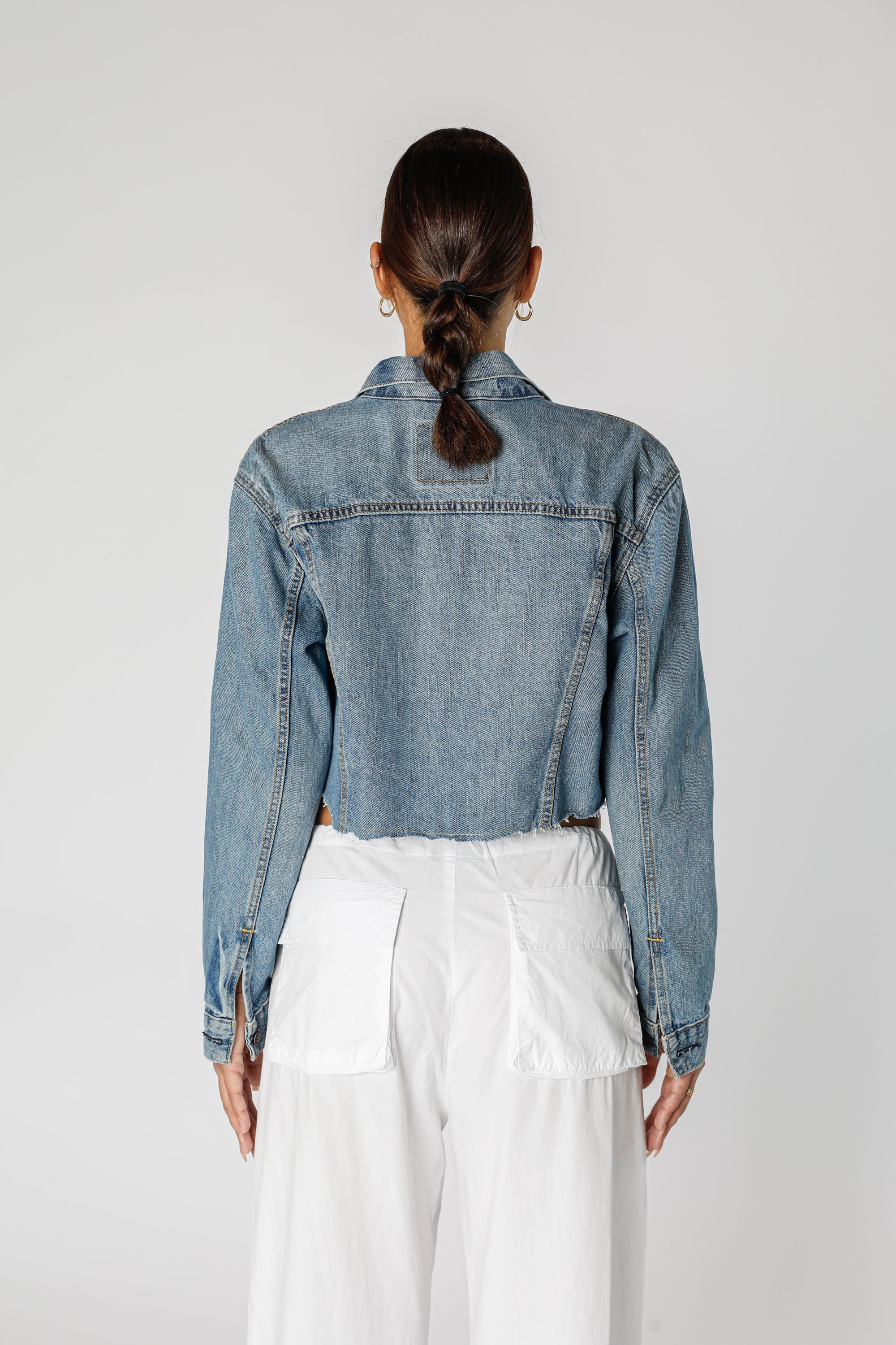 Rework Vintage Levi's Crop Denim Jacket - M-JACKETS-Levis-M-Frankie Collective Rare Vintage Streetwear Reworks