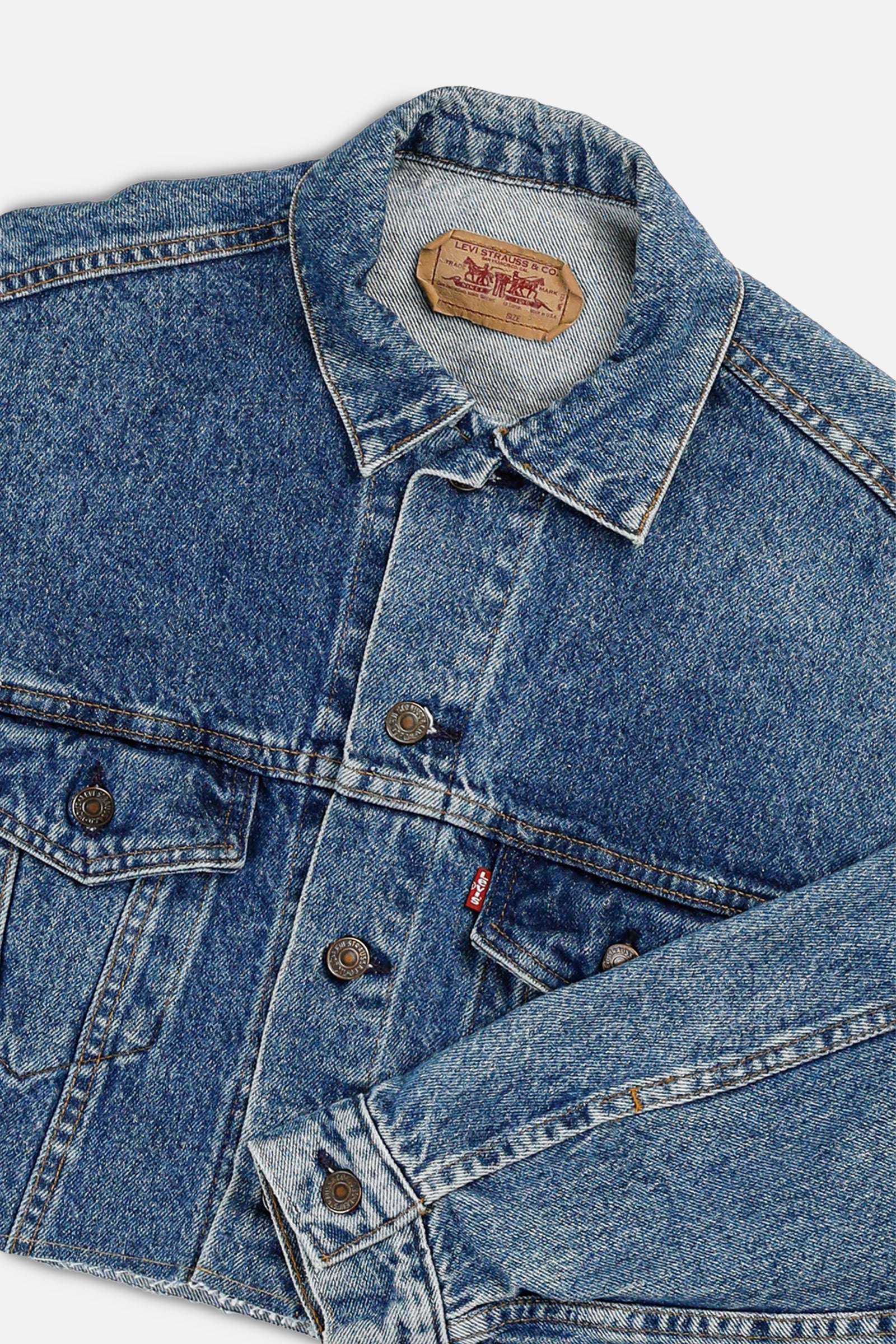 Rework Vintage Levi's USA Crop Denim Jacket - S-JACKETS-Levis-S-Frankie Collective Rare Vintage Streetwear Reworks