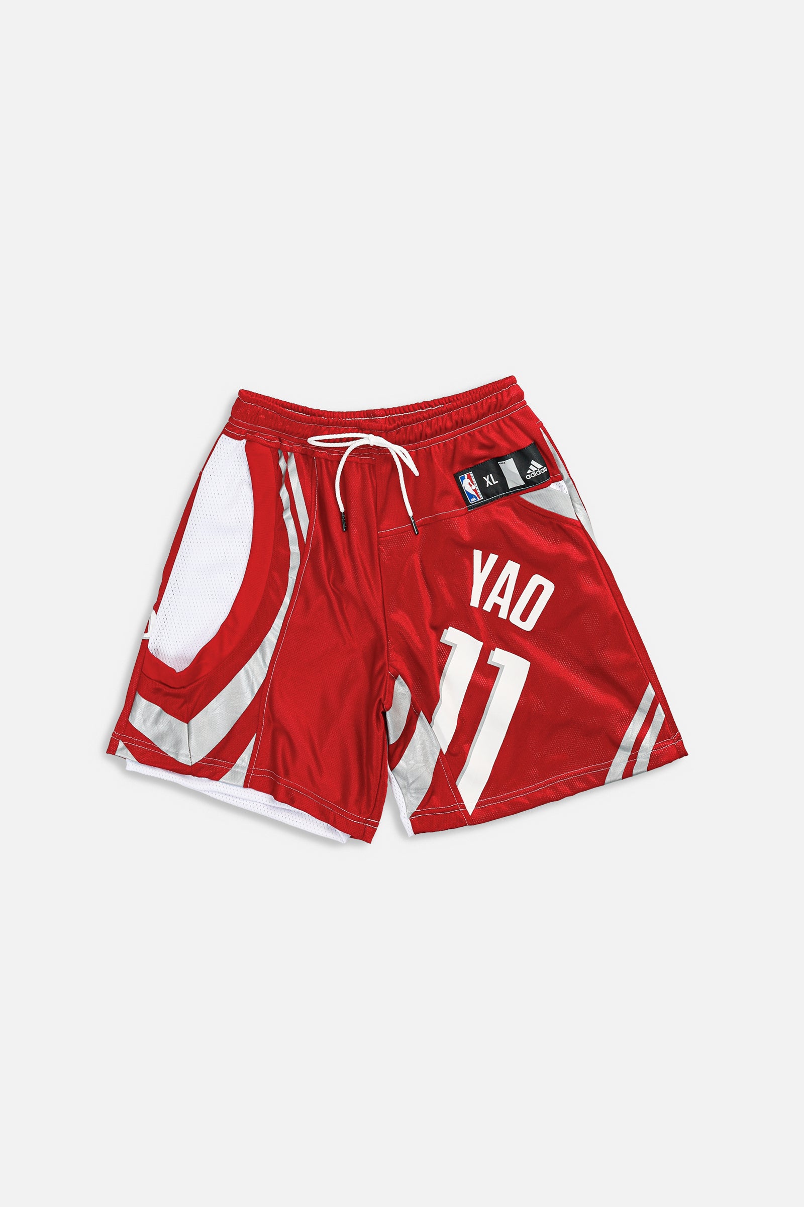 Unisex Rework Houston Rockets NBA Jersey Shorts - S-BOTTOMS-NBA-Women's S - Men's XS-Frankie Collective Rare Vintage Streetwear Reworks