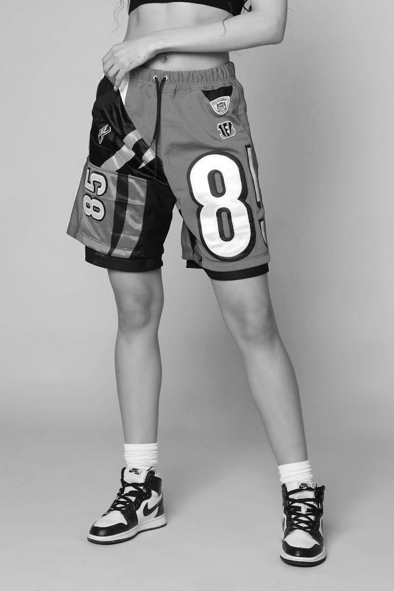 Unisex Rework Vikings NFL Jersey Shorts - Women-S, Men-XS-BOTTOMS-NFL-Frankie Collective Rare Vintage Streetwear Reworks