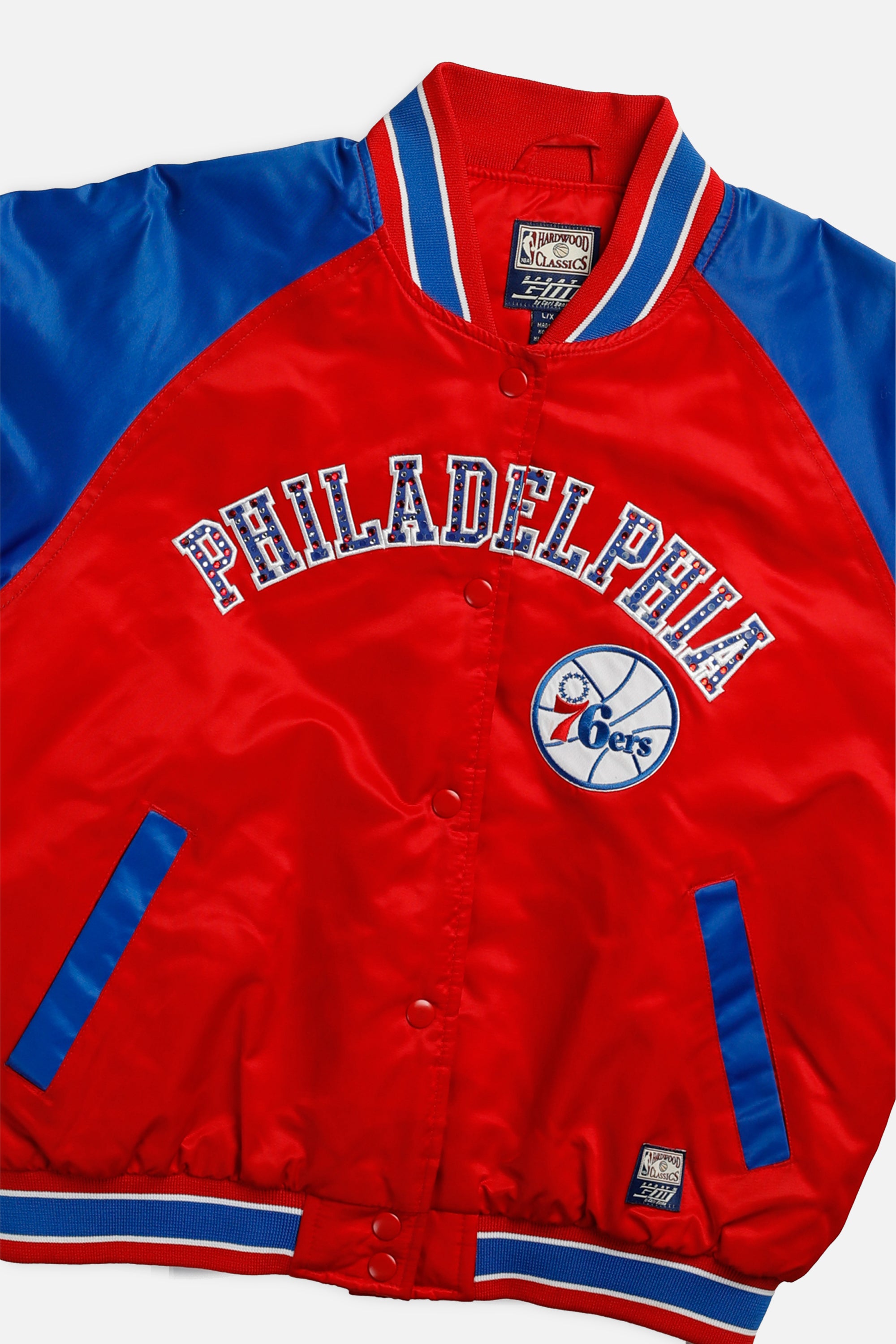 Vintage Philadelphia Sixers NBA Jacket - Women's L-JACKETS-NBA-Women's L-Frankie Collective Rare Vintage Streetwear Reworks