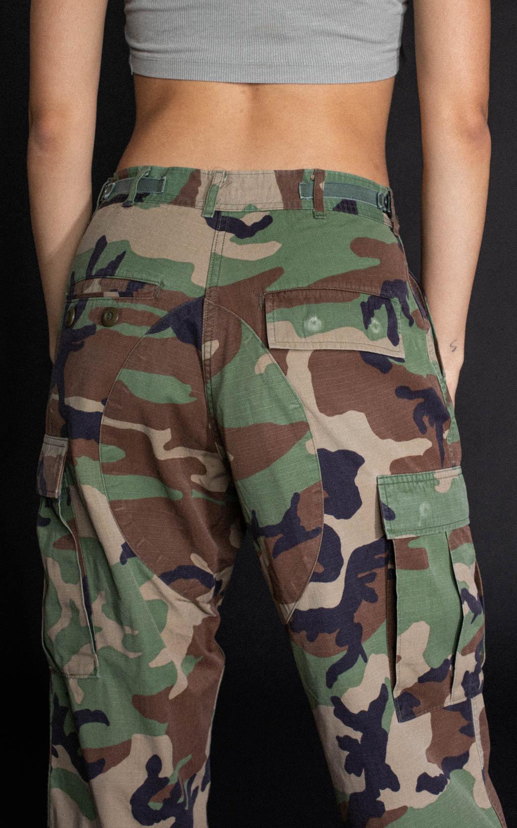 Vintage Camo Woodland Pants - XS, L, XL-BOTTOMS-surplus-XS - Short-Frankie Collective Rare Vintage Streetwear Reworks
